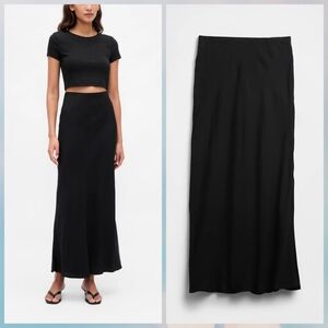 Gap Pull-On Maxi Slip Skirt Black Medium New With Tag